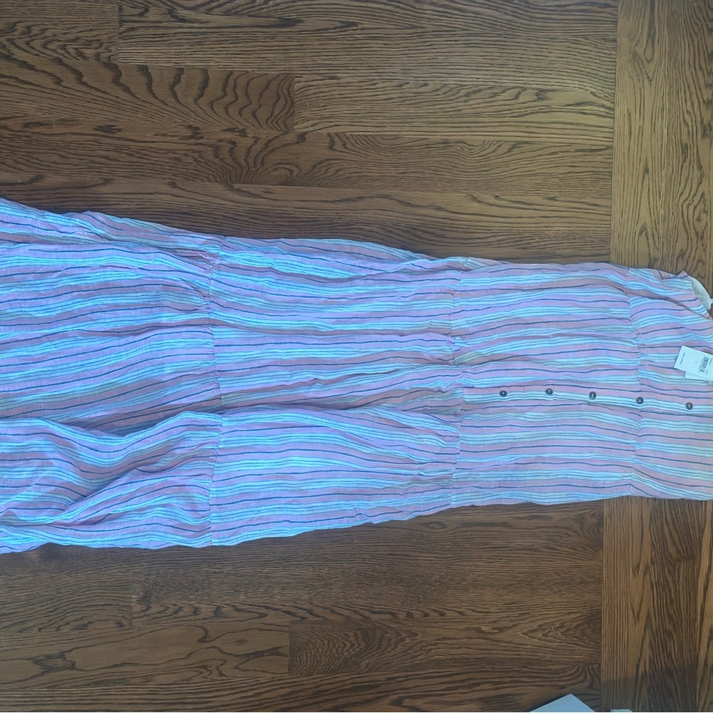 Striped Maxi Dress with Button Detail